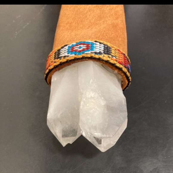 Ceremonial Smudge Fan w/Quartz Crystal American Indian Wand - Picture 5 of 9